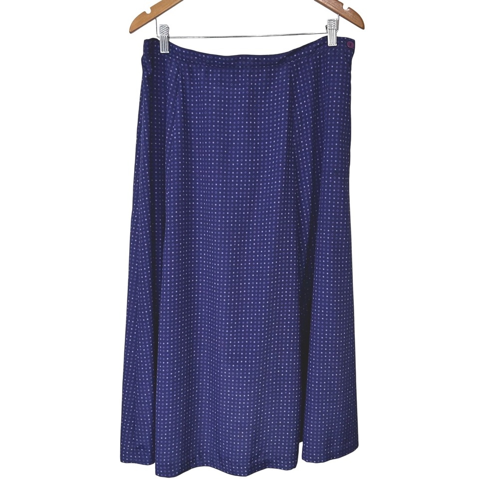 VTG Leslie Fay Purple Geometric Dot Print Midi Skirt Women's  18 A-Line Zip  90s